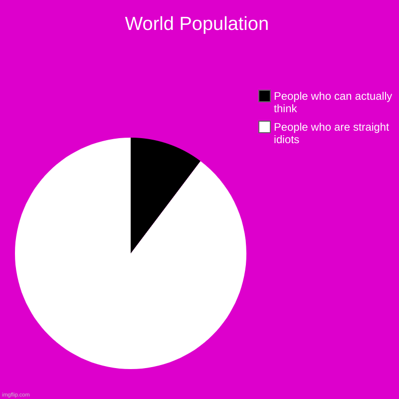 World Population | People who are straight idiots, People who can actually think | image tagged in charts,pie charts | made w/ Imgflip chart maker
