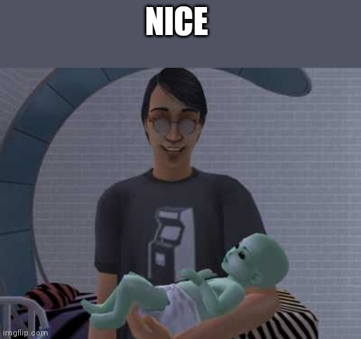 Alien Baby | NICE | image tagged in alien baby | made w/ Imgflip meme maker