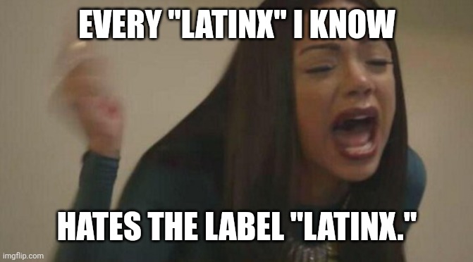 screaming latina | EVERY "LATINX" I KNOW HATES THE LABEL "LATINX." | image tagged in screaming latina | made w/ Imgflip meme maker