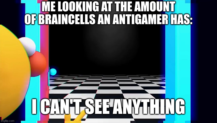 wow look, nothing | ME LOOKING AT THE AMOUNT OF BRAINCELLS AN ANTIGAMER HAS:; I CAN'T SEE ANYTHING | image tagged in wow look nothing,reddit | made w/ Imgflip meme maker