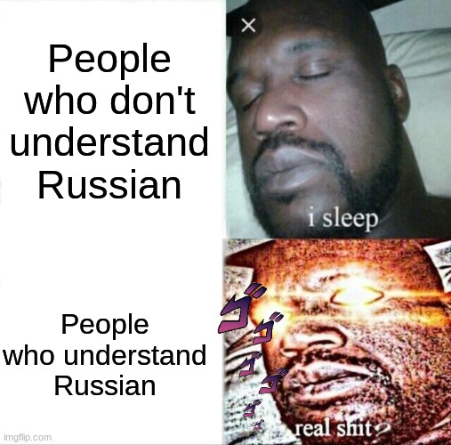 Russian supremacy | People who don't understand Russian; People who understand Russian | image tagged in memes,sleeping shaq | made w/ Imgflip meme maker