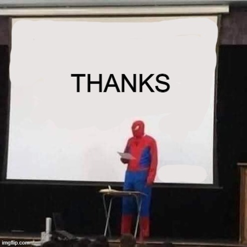 spidey says | THANKS | image tagged in spidey says | made w/ Imgflip meme maker