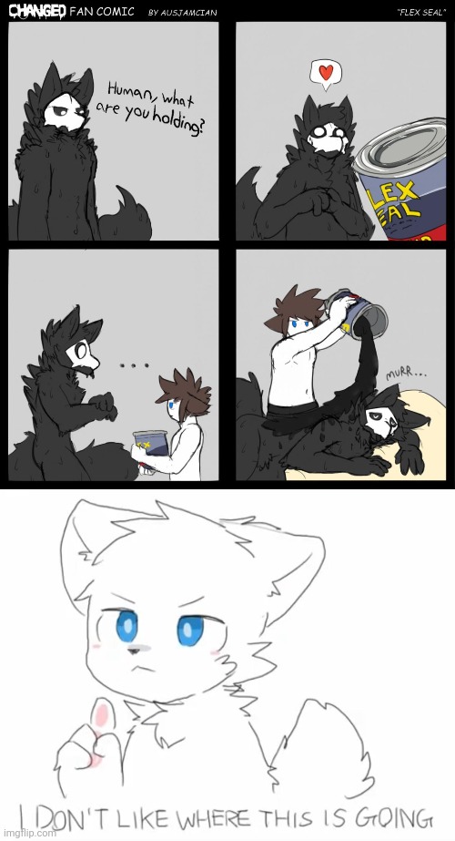 F l e x S e a l | image tagged in lin changed - i don't like where this is going,changed,comics/cartoons,furry,puro x lin | made w/ Imgflip meme maker