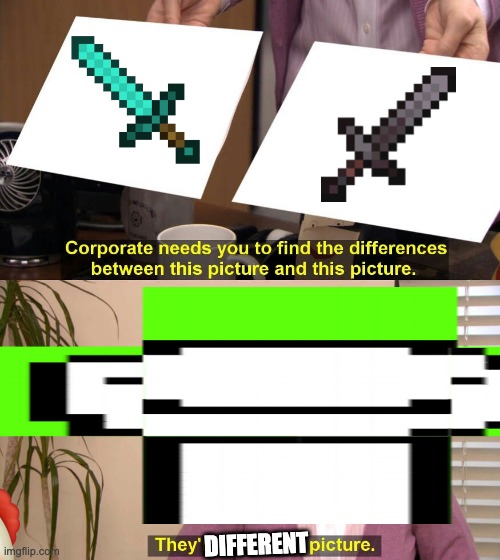only minecraf players know. ned 69 iq | DIFFERENT | image tagged in they are the same picture | made w/ Imgflip meme maker