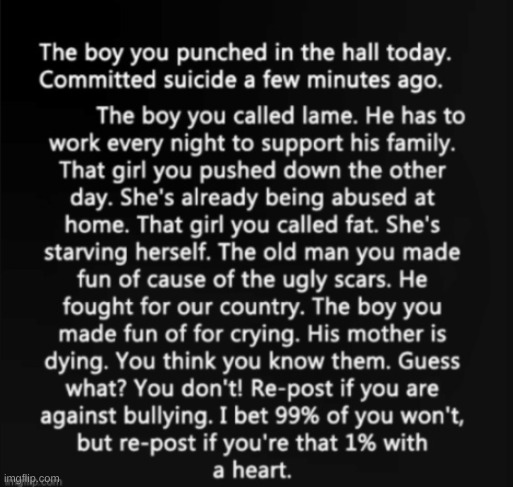 repost if you have a heart | image tagged in anti-bullying,repost | made w/ Imgflip meme maker
