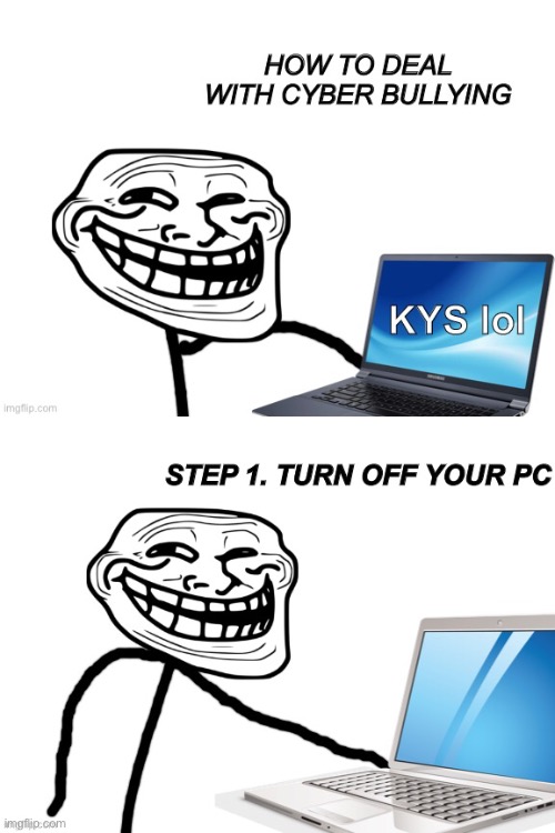 How to deal with cyber bullying for dummies | image tagged in fun,memes | made w/ Imgflip meme maker