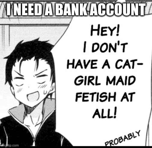 League_of_jay bank account (rank: Senator) | I NEED A BANK ACCOUNT | image tagged in cat girl maid fetish | made w/ Imgflip meme maker