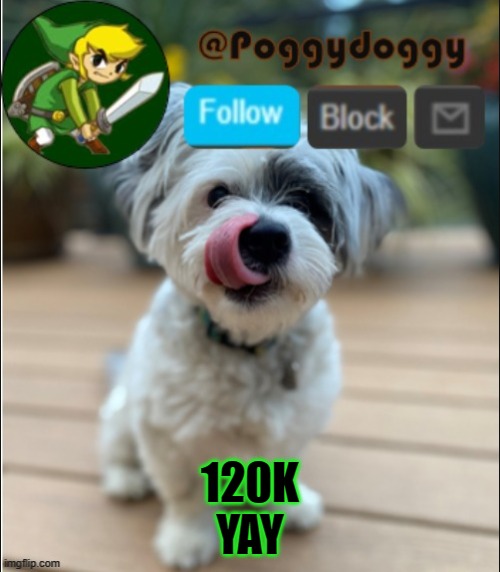 poggydoggy announcment | 120K
YAY | image tagged in poggydoggy announcment | made w/ Imgflip meme maker