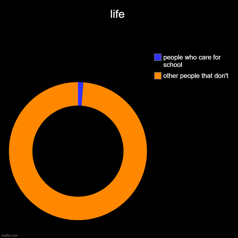 life | other people that don't, people who care for school | image tagged in charts,donut charts | made w/ Imgflip chart maker