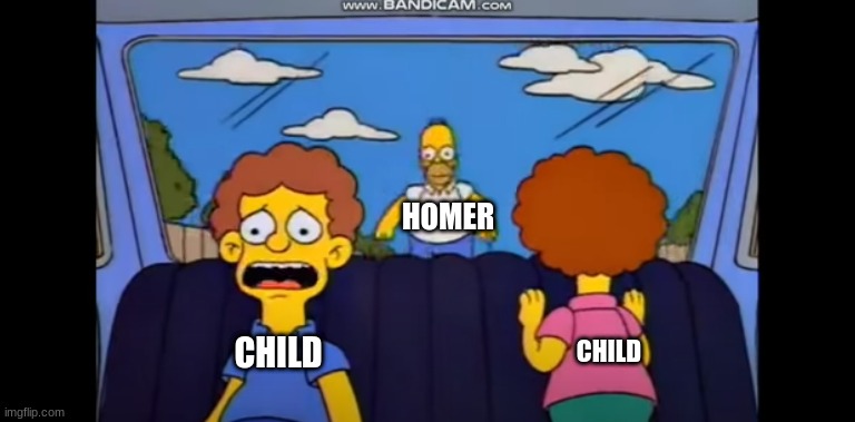 It's a Geo! | HOMER; CHILD; CHILD | image tagged in homer chasing the flanders | made w/ Imgflip meme maker