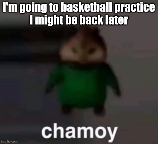 chamoy | I'm going to basketball practice
I might be back later | image tagged in chamoy | made w/ Imgflip meme maker