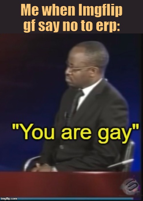 . | Me when Imgflip gf say no to erp: | image tagged in you are gay | made w/ Imgflip meme maker