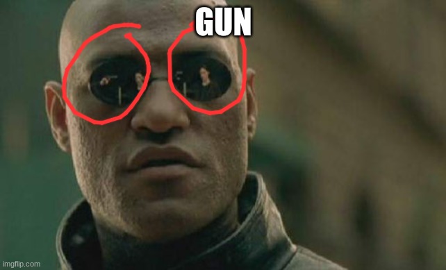 Matrix Morpheus | GUN | image tagged in memes,matrix morpheus | made w/ Imgflip meme maker
