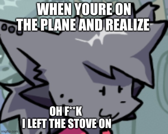 Kapi Oh F**k | WHEN YOURE ON THE PLANE AND REALIZE; OH F**K 
I LEFT THE STOVE ON | image tagged in kapi oh f k | made w/ Imgflip meme maker