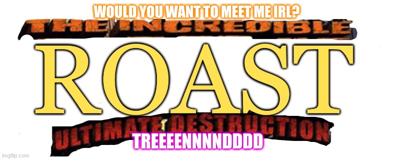 nya? | WOULD YOU WANT TO MEET ME IRL? TREEEENNNNDDDD | image tagged in the incredible roast | made w/ Imgflip meme maker