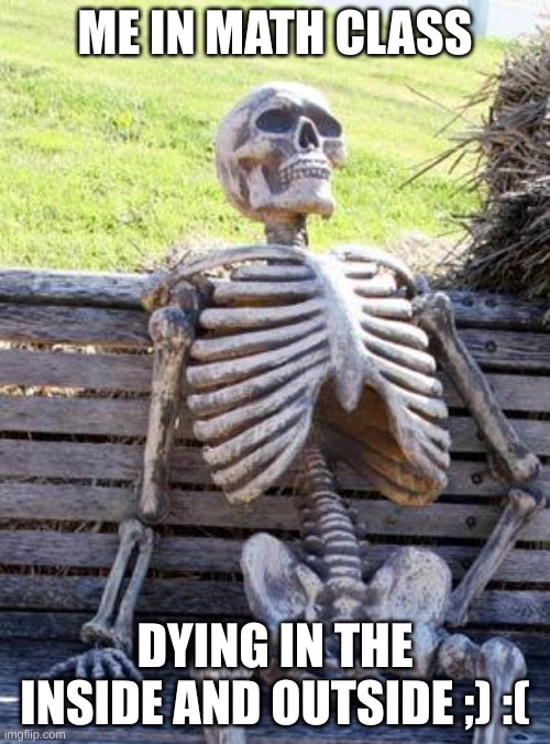 Borenes be like | ME IN MATH CLASS; DYING IN THE INSIDE AND OUTSIDE ;) :( | image tagged in memes,waiting skeleton | made w/ Imgflip meme maker