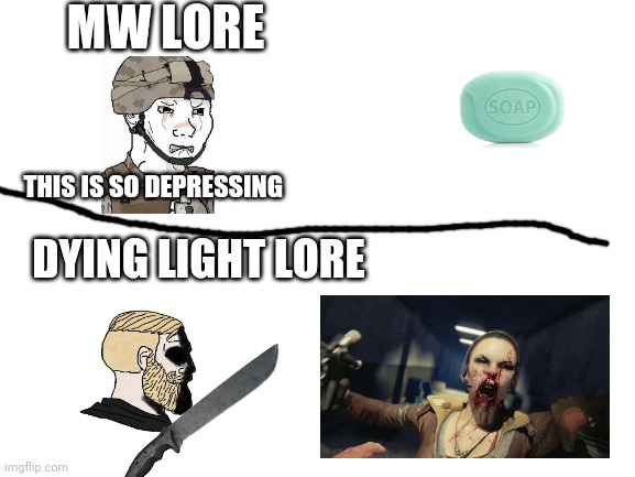Blank White Template | MW LORE; THIS IS SO DEPRESSING; DYING LIGHT LORE | image tagged in blank white template,dying light | made w/ Imgflip meme maker
