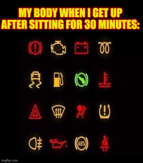 Warning lights | image tagged in warning,lights,aches,pains,getting old,sucks | made w/ Imgflip meme maker