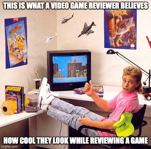 Gaymer | THIS IS WHAT A VIDEO GAME REVIEWER BELIEVES; HOW COOL THEY LOOK WHILE REVIEWING A GAME | image tagged in video games,memes | made w/ Imgflip meme maker