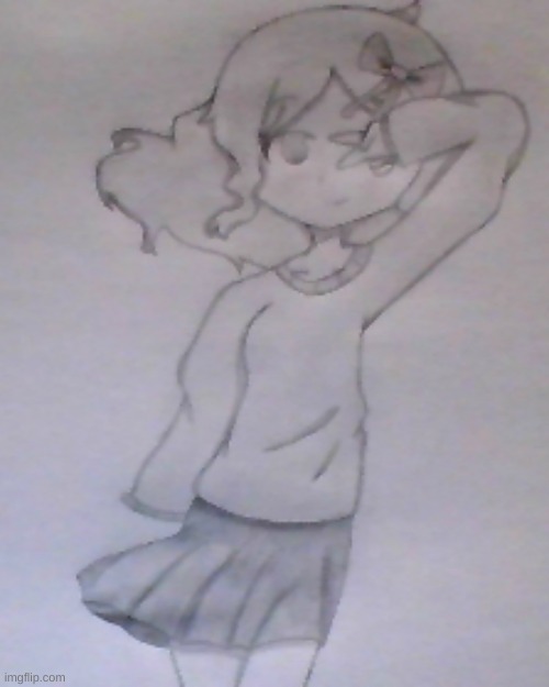drawing I did for a friend, and I tried a more anime- style | made w/ Imgflip meme maker