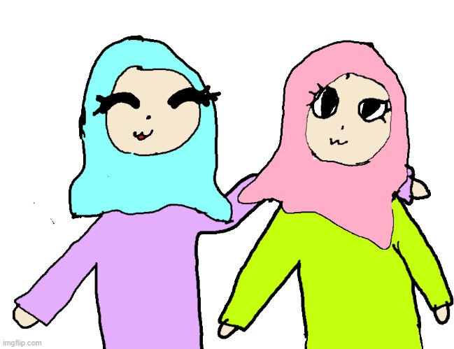 i drew me and my sister! (i suck at drawing lol ;w; ) | made w/ Imgflip meme maker