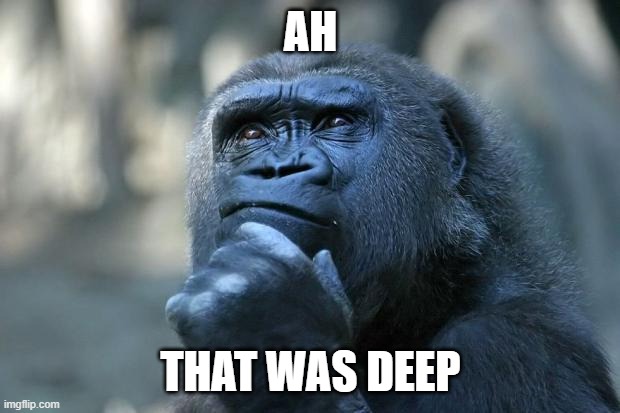 Deep Thoughts | AH THAT WAS DEEP | image tagged in deep thoughts | made w/ Imgflip meme maker