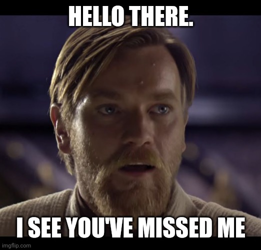 I'm back after a long period of inactivity | HELLO THERE. I SEE YOU'VE MISSED ME | image tagged in hello there | made w/ Imgflip meme maker