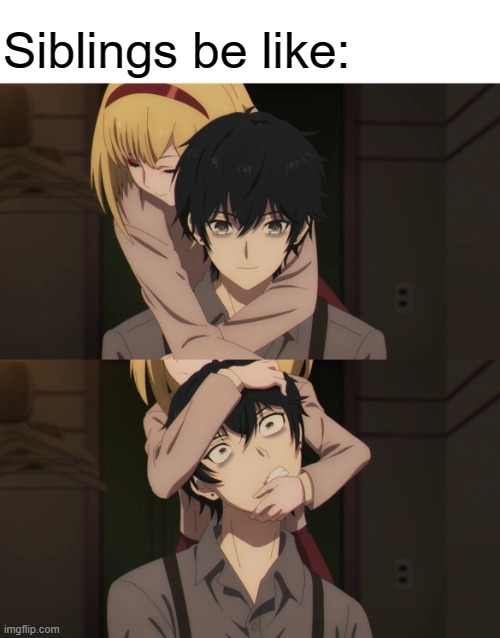 Come on, you know it's kinda true | Siblings be like: | image tagged in takt op destiny,memes,anime,Animemes | made w/ Imgflip meme maker
