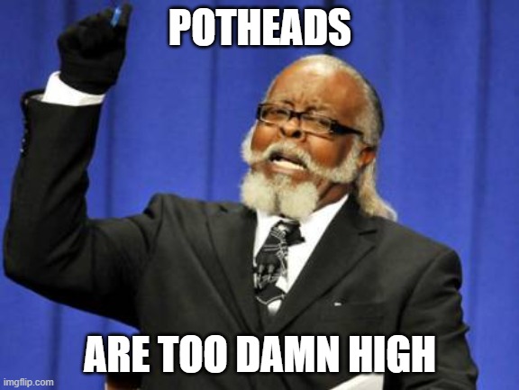Uhhhh ... if you know what I mean, man! | POTHEADS; ARE TOO DAMN HIGH | image tagged in memes,too damn high | made w/ Imgflip meme maker