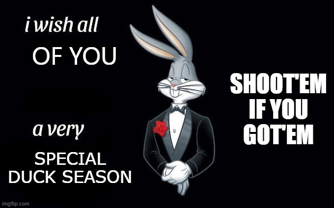 I wish all x a very y | OF YOU SPECIAL DUCK SEASON SHOOT'EM IF YOU GOT'EM | image tagged in i wish all x a very y | made w/ Imgflip meme maker