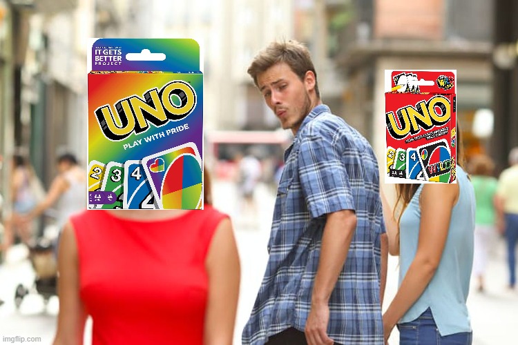 Distracted Boyfriend | image tagged in memes,distracted boyfriend,funny,lgbtq,gaymer,uno | made w/ Imgflip meme maker