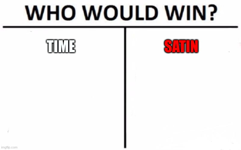 lol | TIME; SATIN | image tagged in memes,who would win | made w/ Imgflip meme maker