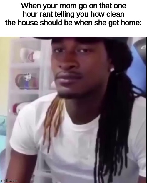 Heard it thousands of times and still counting | When your mom go on that one hour rant telling you how clean the house should be when she get home: | image tagged in funny,fax,relatable | made w/ Imgflip meme maker