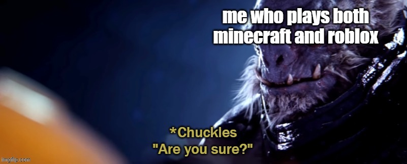 Are you sure | me who plays both minecraft and roblox | image tagged in are you sure | made w/ Imgflip meme maker