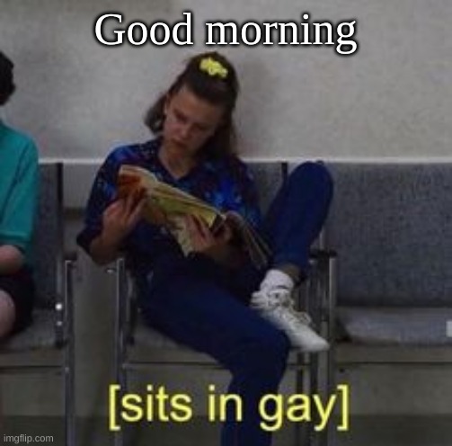 How is everyone | Good morning | image tagged in sits in gay | made w/ Imgflip meme maker