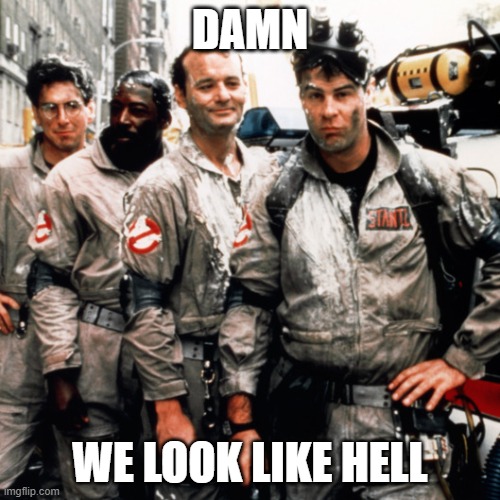 When ghostbusters look bad or whatever | DAMN; WE LOOK LIKE HELL | image tagged in ghostbusters | made w/ Imgflip meme maker