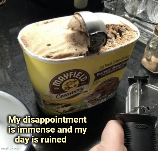 Just couldn't wait |  My disappointment
  is immense and my
     day is ruined | image tagged in frozen,treats,hard,impatience,i'll just wait here | made w/ Imgflip meme maker