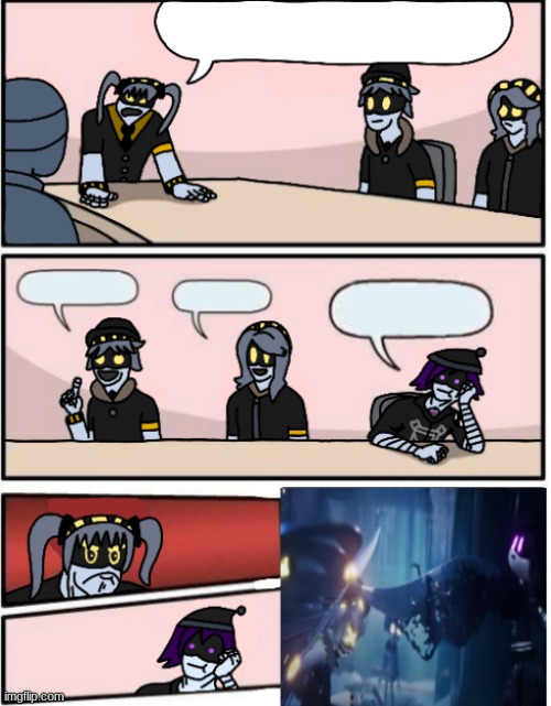 made a new template :) | image tagged in murder drones boardroom meeting,murder drones,glitch productions,boardroom meeting suggestion | made w/ Imgflip meme maker