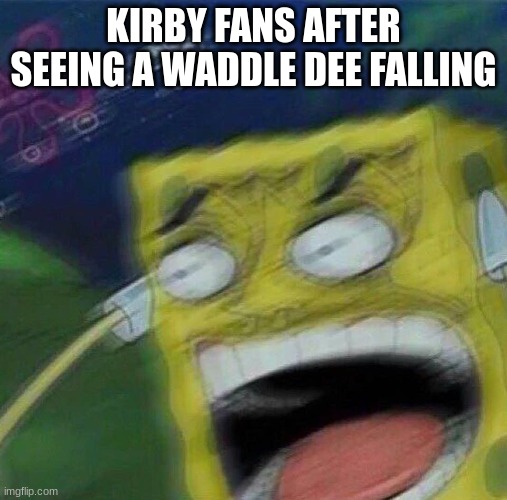 Angry Spongebob | KIRBY FANS AFTER SEEING A WADDLE DEE FALLING | image tagged in spongebob,funny | made w/ Imgflip meme maker