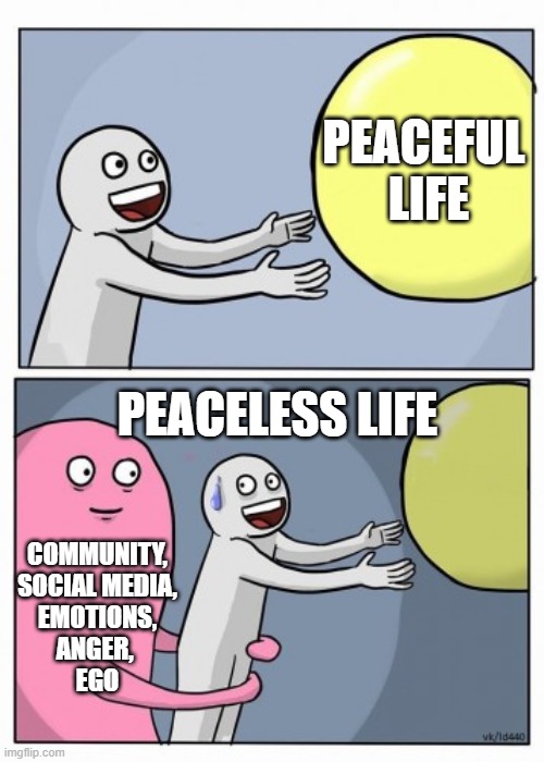 Peaceful vs Peaceless life | PEACEFUL 
LIFE; PEACELESS LIFE; COMMUNITY,
SOCIAL MEDIA,
EMOTIONS,
ANGER, 
EGO | image tagged in inner me | made w/ Imgflip meme maker