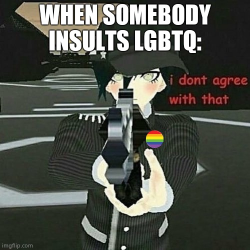 When you don't agree: | WHEN SOMEBODY INSULTS LGBTQ: | image tagged in when you don't agree | made w/ Imgflip meme maker