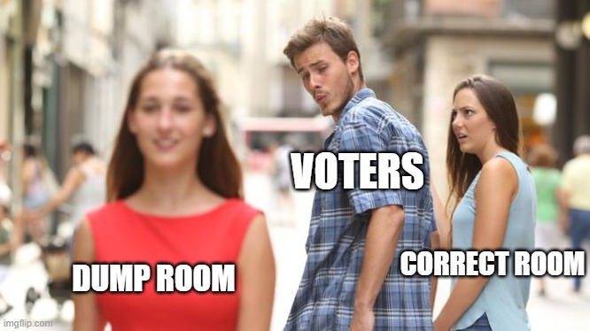 Voters in Redecor | VOTERS; CORRECT ROOM; DUMP ROOM | image tagged in redecor,dumproom,voters | made w/ Imgflip meme maker