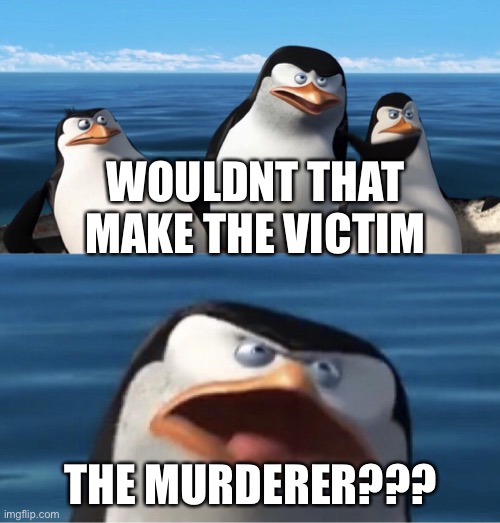 Wouldn't that make you | WOULDNT THAT MAKE THE VICTIM THE MURDERER??? | image tagged in wouldn't that make you | made w/ Imgflip meme maker