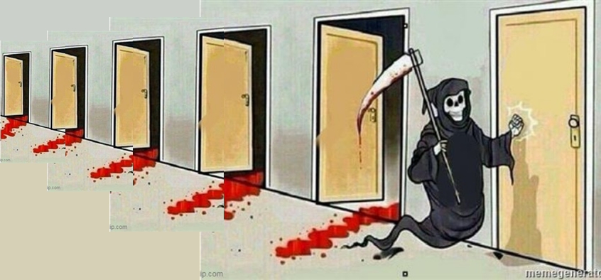 High Quality Grim Reaper Knocking on Door Extended Blank Meme Template