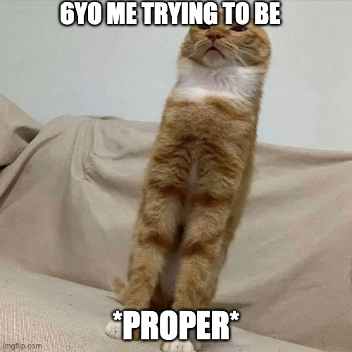 didnt we all do this xD | 6YO ME TRYING TO BE; *PROPER* | image tagged in jackalopianswhereuat,memes,funny,cat,proper,6yome | made w/ Imgflip meme maker