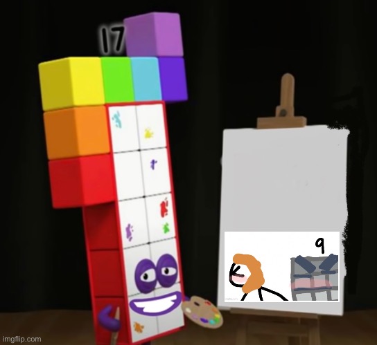 Numberblock 17 the NSFW artist | image tagged in numberblock 17 smiling | made w/ Imgflip meme maker