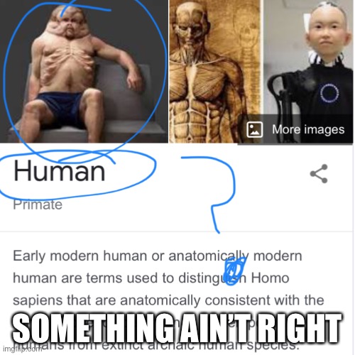 Something ain’t right | SOMETHING AIN’T RIGHT | image tagged in human | made w/ Imgflip meme maker