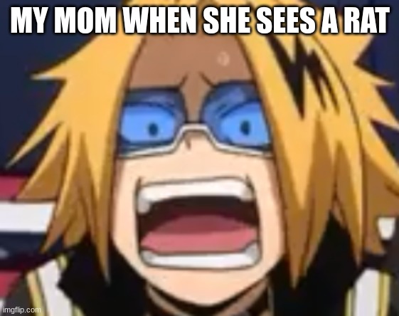 Scared Denki | MY MOM WHEN SHE SEES A RAT | image tagged in scared denki | made w/ Imgflip meme maker