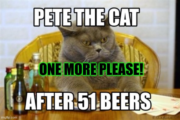 One more... | ONE MORE PLEASE! | image tagged in cat,hold my beer | made w/ Imgflip meme maker