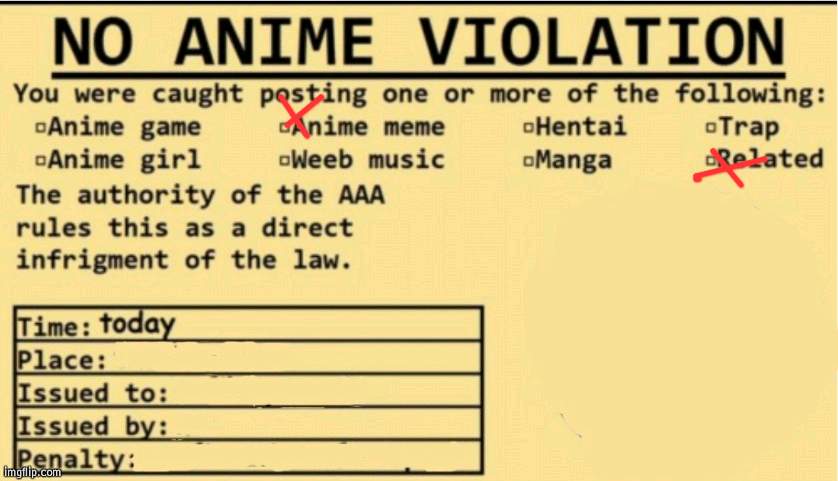 NO ANIME ALLOWED | image tagged in no anime allowed | made w/ Imgflip meme maker